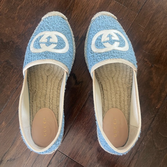 Like New Gucci Pilar Espadrille Flat Blue White Womens Designer Size 36.5 - Picture 8 of 13